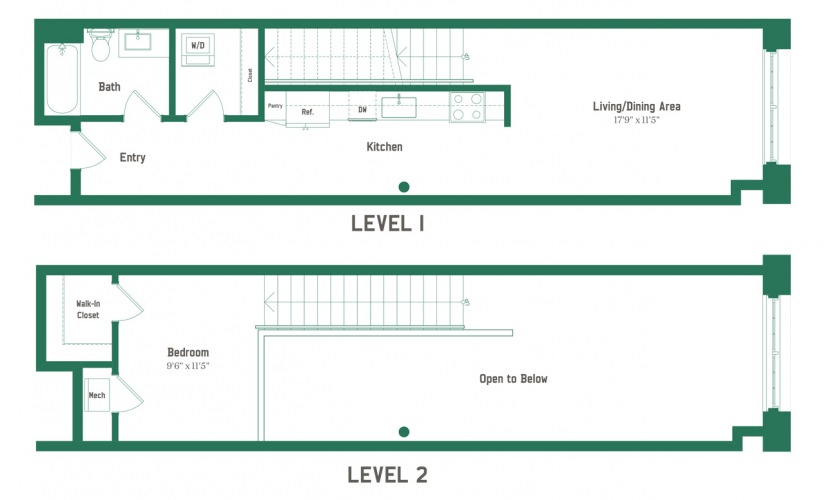 A18-L Floorplan  | 1 BD, 1 BA + Loft